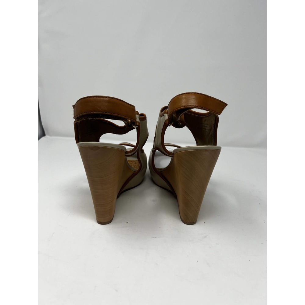 Sam Edelman S-Kendall 47576900 Women's Ecru/Caramel Leather Wedge Sandal US 9.5M - Picture 3 of 10